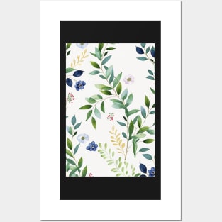 Floral Garden Botanical Print with Spring Flowers and Leaves Posters and Art